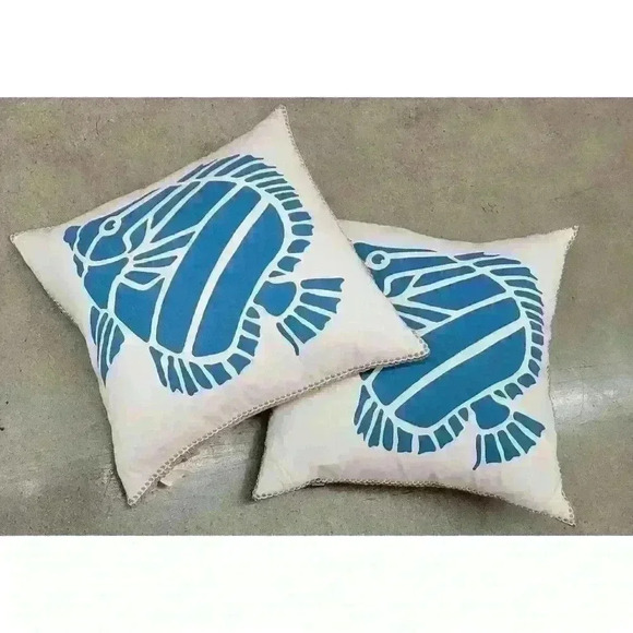 Pair- Blue Fish Accent Pillows - Picture 2 of 4